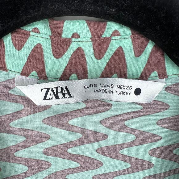 Zara Lissie Shirt Printed‎ Tunic Long Sleeve Blouse Boho Bloggers Favorite Small - Picture 6 of 9